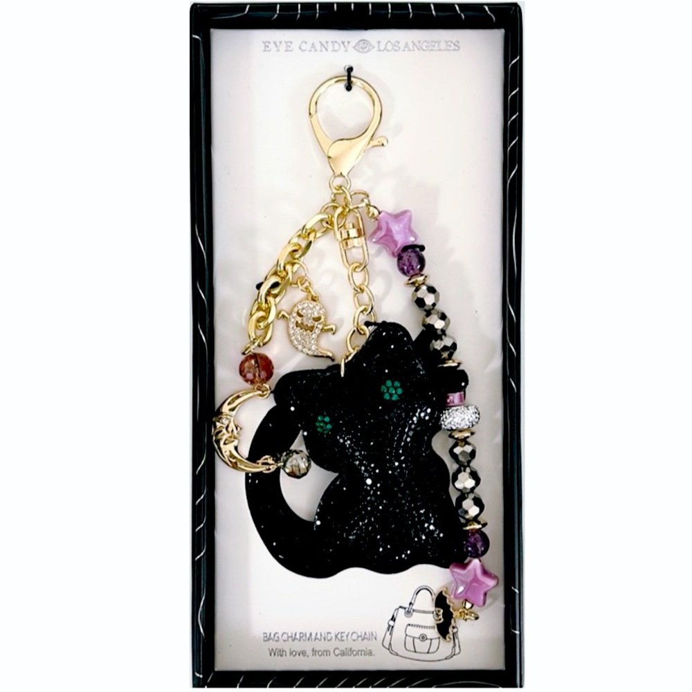 NWT ⚜️🐈‍⬛⚜️ Eye Candy LA Black Bag Charm Keychain